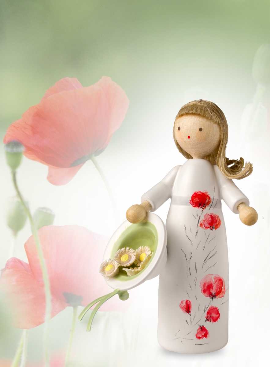 red poppies in soft summer light against blurred background